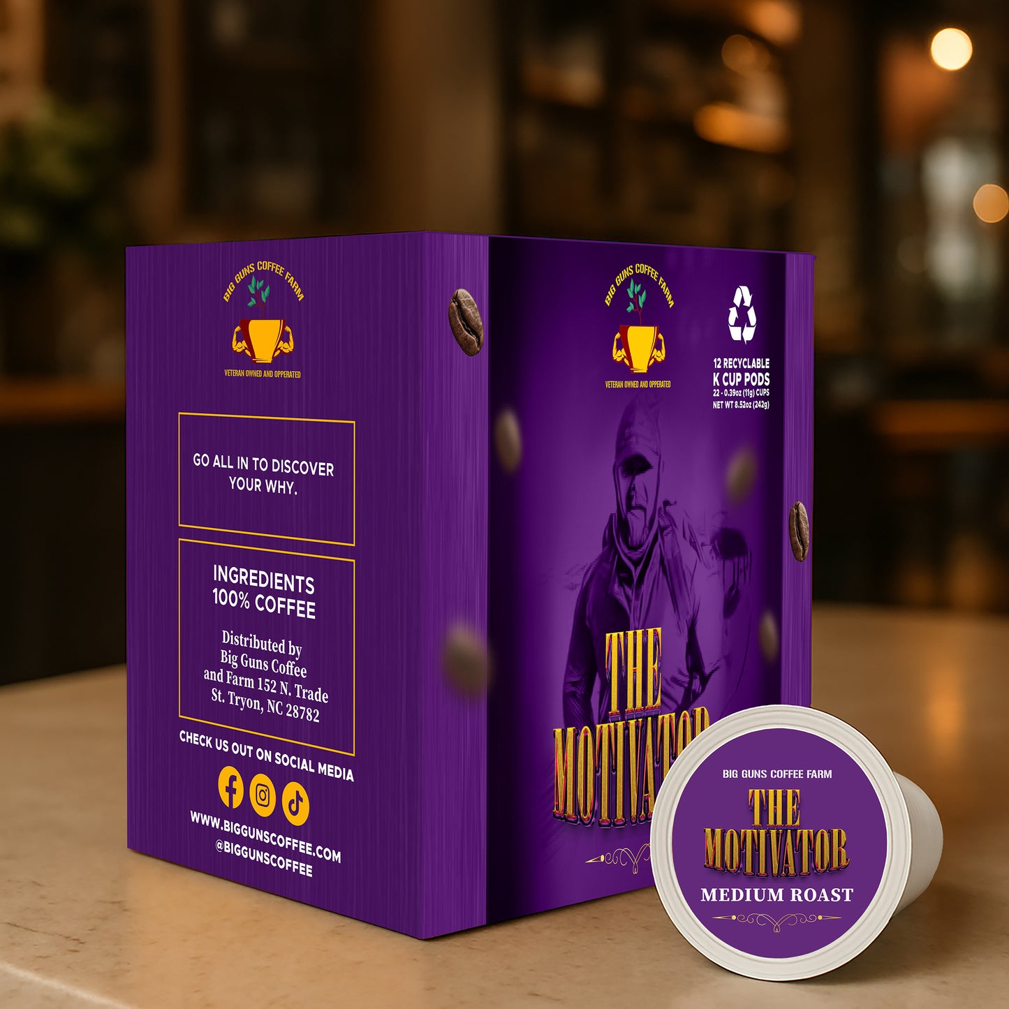 Big Guns Coffee The Motivator Blend 12 Pack Single Serve Coffee Capsules